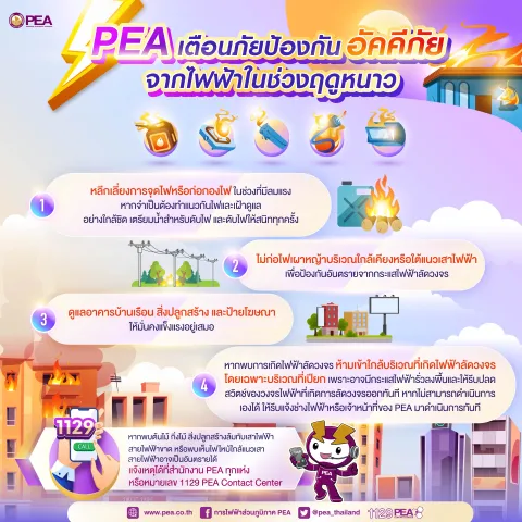 PEA เตือนภัยป้องกันอัคคีภัยจากไฟฟ้าในช่วงฤดูหนาว